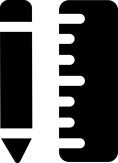 Pencil And Ruler In Vertical Position Line Art Svg Vector, Free Vectors File